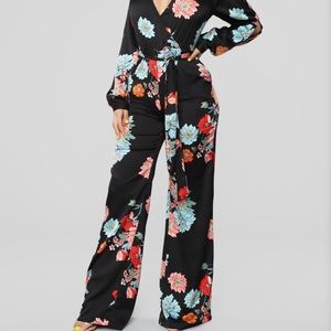 Vibes In The Garden Floral Jumpsuit - Black/Multi